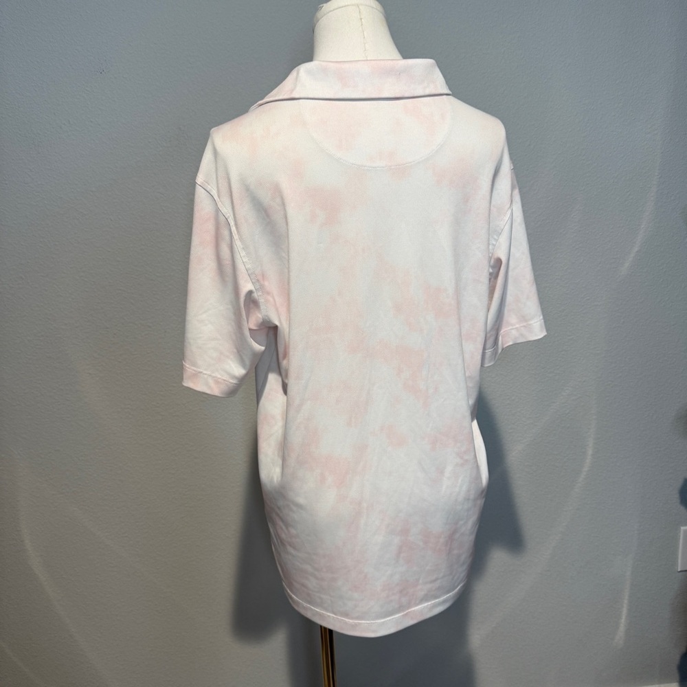 Bad Birdie Pique Golf Polo Shirt in a blush pink tie-dye - Picture 4 of 6